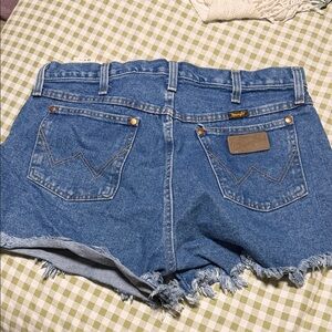 Wrangler Women's Distressed Blue Denim Cutoff Shorts